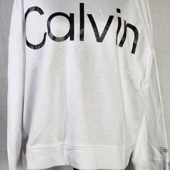 Calvin Klein Performance White Black Chest Logo Cotton Poly Activewear Top XXL - Picture 3 of 16